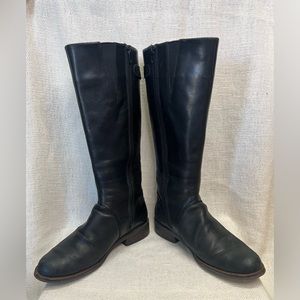Clarks Denton Sand Black Leather Gore-Tex Riding Boots Side Zip Women Sz 7.5